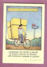 Glen BAXTER carte postale DESSIN ed. L"Actualité) Fontaine des Veuves( à vélo)