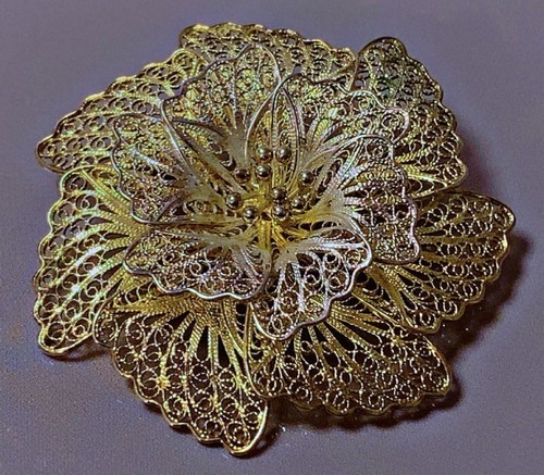 Vintage broche argent vermeil