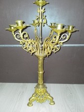 CHANDELIER BOUGEOIR/GOTHIQUE/7 BOUGIES/BRONZE LAITON/XXè/H.60 cm/2,8 KG/EGLISE