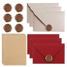 Lot de 6 feuilles de papier à lettre vintage avec enveloppe - Avec 6 envelopp...