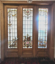 séparation trois portes en vitrail décor floral année 1900 . XX siècle .