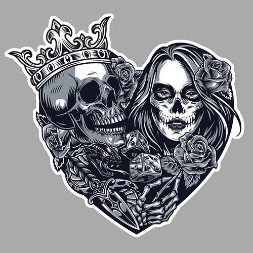 Tete mort coeur amour - coeur,