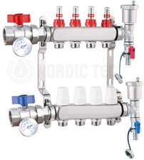 Collecteur Plancher Chauffant NORDICTEC en Acier Inoxydable INOX 2-12 voies