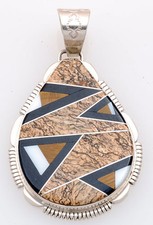 Native American Navajo Handmade Sterling with Multi-Stone Inlay Pendant
