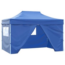 Chapiteau Rétractable 4 Parois Latérales 3x4,5 m Bleu Tonnelle Tente vidaXL