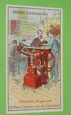 CHROMO 1920-1930 CHOCOLAT GUERIN-BOUTRON ELECTRICITE PRESSE A IMPRIMER