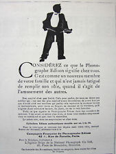PUBLICITÉ DE PRESSE 1908 LE PHONOGRAPHE EDISON COMPAGNIE FRANÇAISE PARIS