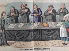 EDMOND LAVRATE CARICATURE LITHOGRAPHIE COULEURS TRIBUNAL CURE JUSTICE R4497
