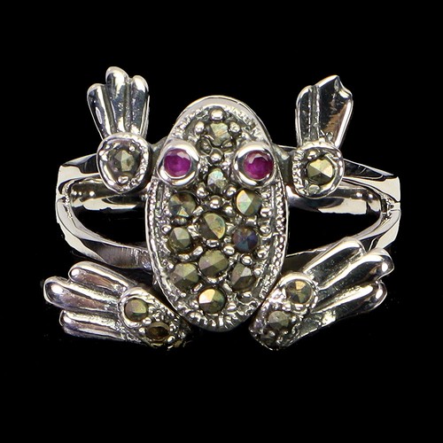 925 bague argent rond rubis - en,