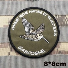 PATCH CHASSE PÊCHE NATURE TRADITIONS GASCOGNE BÉCASSE ÉCUSSON FRANCE