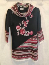 Pull long noir rose et argent acrylique T36/38 Elite (22304113)