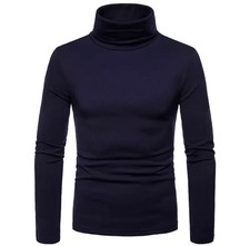 Pull à col roulé pour homme tricot chaud automne hiver noir bleu vert bordeaux