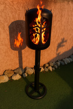 braséro d'ambiance acier peinture haute température hauteur totale 1m30