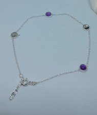 bracelet réglable en argent 925 quartz rutilé et améthyste création unique