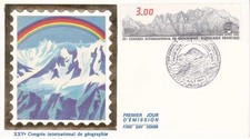 Enveloppe 1er jour Congrès International de Géographie 1984 Soie CEF 