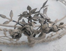 Deux Ciel de lit Metal France ancien Bed Crown Canopy Rose Wall Mounted Vintage