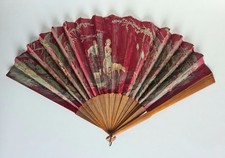 Ancien éventail en bois et en