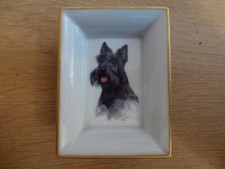 Petit Vide Poche Cendrier SCHNAUZER Porcelaine Sérigraphie MISENCEN Vintage