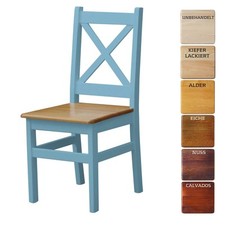 Chaise bleue neuve BOIS DE PIN MASSIF - NEUF style campagnard BOIS MASSIF