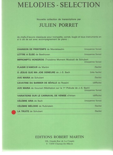 Truite schubert pour - truite, de