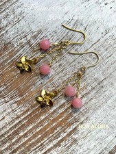 〜✳︎ Plumeria ✳︎ Boucles d'oreilles en quartz rose ❇︎〜Hawaïen