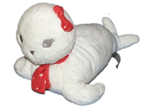 Doudou peluche phoque blanc - peluche,