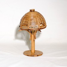 Lampe de Bureau Champignon en Bambou et rotin Italie milieu du siècle