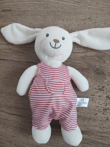 Doudou lapin blanc salopette