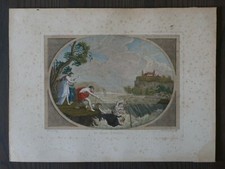 VERNET JOSEPH (1714-1789)-GRAVURE ORIGINALE XVIIIE-LE CANOT RENVERSE-DALL'ACQUA