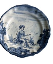 Belle Assiette Faïence Savone Italie XVIIIe Maiolica Savona Bottega del Faro