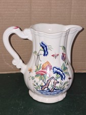 ROUEN - CARAFE CRUCHE VERSEUSE PICHET en FAIENCE EMAILLÉE, SIGNÉ!