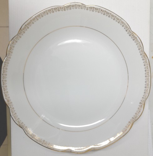 Plat creux blanc décor - , or