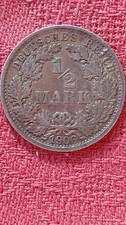 Très belle pièce Allemande d'1/2 mark de 1906 argent , livraison comprise
