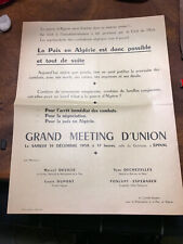 Tract Paix Algérie Epinal Grand Meeting Deville Dupont Dechezelles Fonlupt 