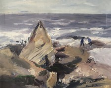 Roland Lefranc Huile Sur Toile ´la Pointe Du Hoc’ 25F