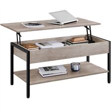 Table Basse Relevable avec Compartiment Caché en Bois/Métal 104,5× 49,5×47 cm