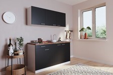 Cuisine Mini Cuisine Single Luis 150 CM Blanc Noir Sans Réfrigérateur