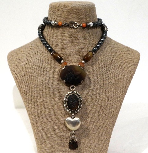 Collier sautoir pierres - collier,