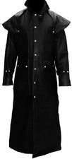 Manteau Long En Cuir Noir En