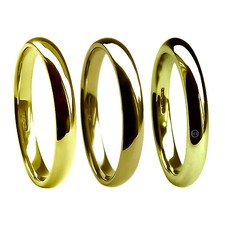 3mm 18ct or Jaune Mariage Anneaux Escarpin Confort GB Hm M Hvy & X Lourd 750