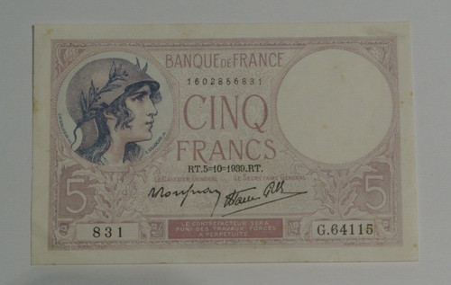 Francs violet rt5 10 1939 - francs, rt5/10/1939