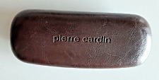 PIERRE CARDIN ETUI A LUNETTES - Vintage - Coque RIGIDE en CUIR MARRON - TBE