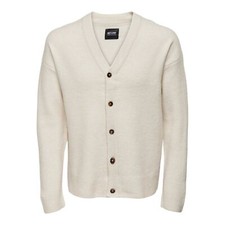 Only & Sons Stom Vie Homme Coton Mélange Solide Cardigan Tricot Coupe Standard