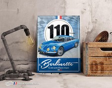 Plaque métal Œuvre d'art 40x30cm déco Alpine Renault A110 Berlinette collection