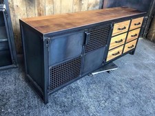 Buffet industriel mètal iroko fabrication sur mesure