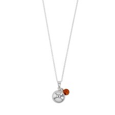 Bola de grossesse laiton argenté, charm ambre cognac - Bélière argent 925