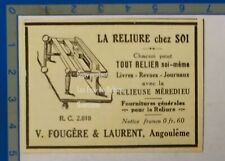 RELIEUSE MEREDIEU RELIURE A DOMICILE FOUGERE ET LAURENT 1926 publicité 