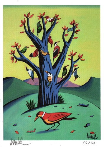 Libris arbre aux oiseaux - ex-libris, l'