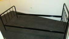 Lit métal noir laqué 1 place 90 x 200 vintage