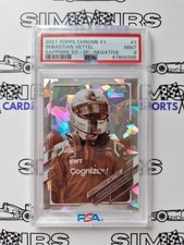 2021 Topps Chrome Sapphire F1 Sebastian Vettel IV Negative 073/100 #7 PSA 9